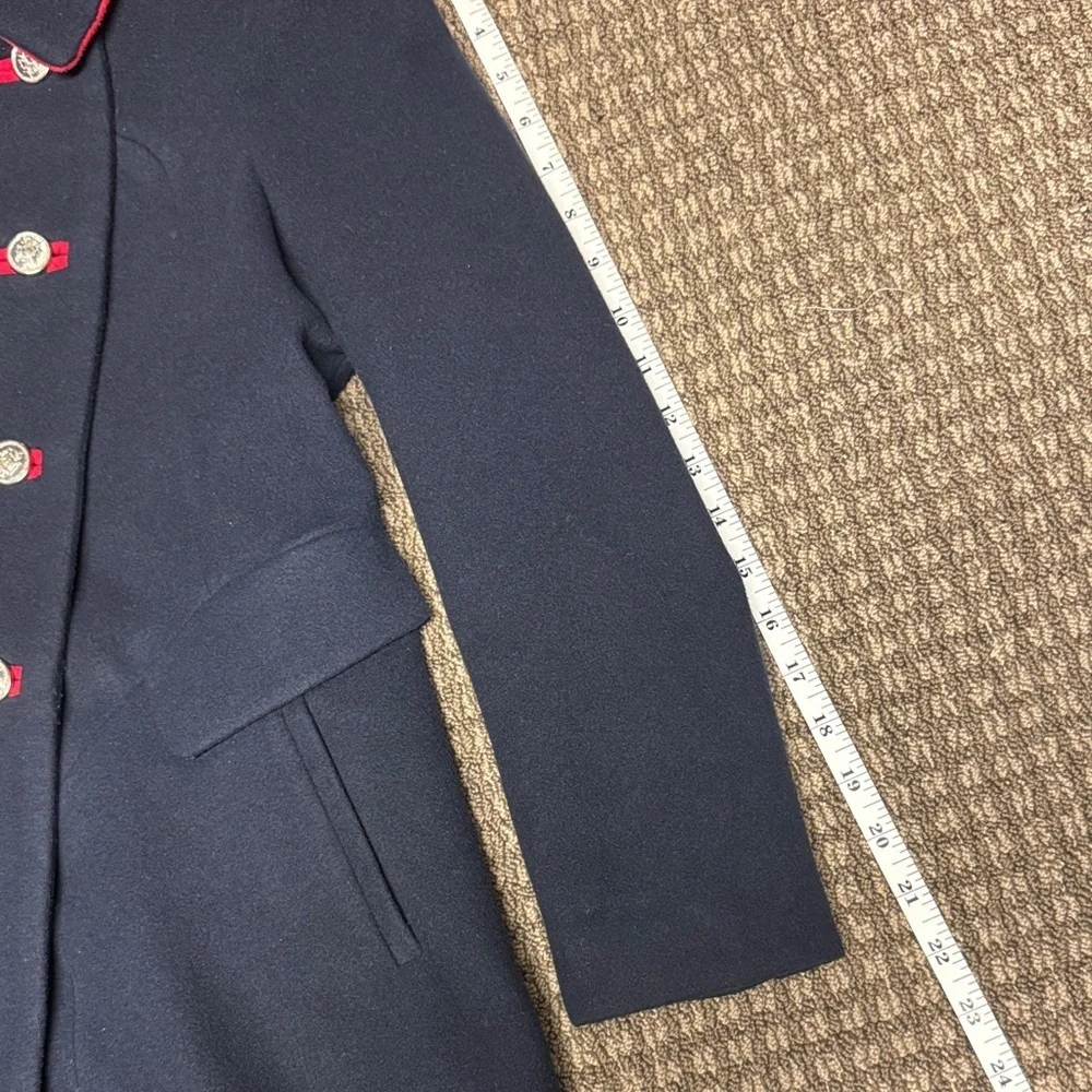 Rothschild Girls Navy Pea Coat w/Red Details Easter Holiday Party Wear